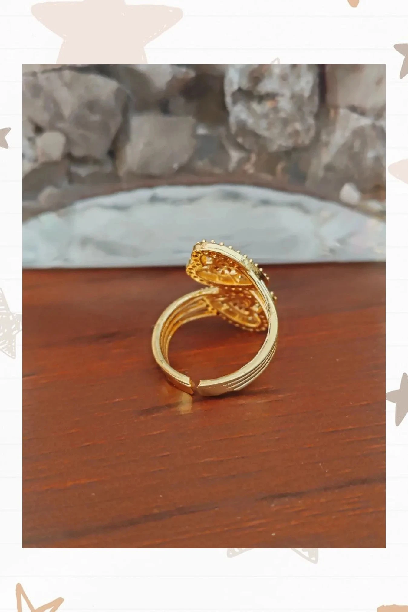 Dubbel hartring met glitters – photo 3